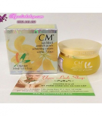 Kem dưỡng trắng, ngừa  mụn, chống lão hóa CM Sun Block Whitening Cream